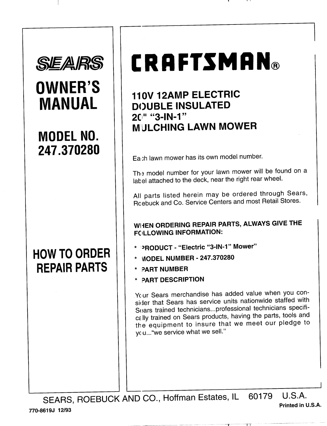 Sears 247.37028 manual 