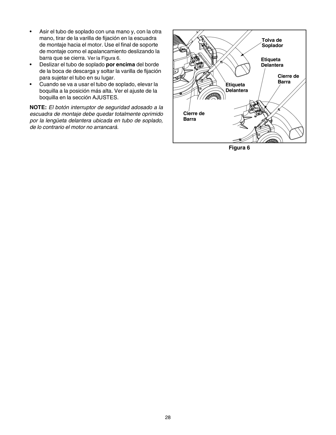 Sears 247.77055 operating instructions Tolva de 