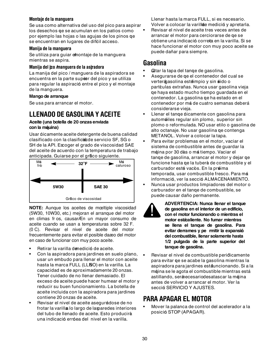 Sears 247.77055 operating instructions Gasolina, Para Apagar EL Motor 