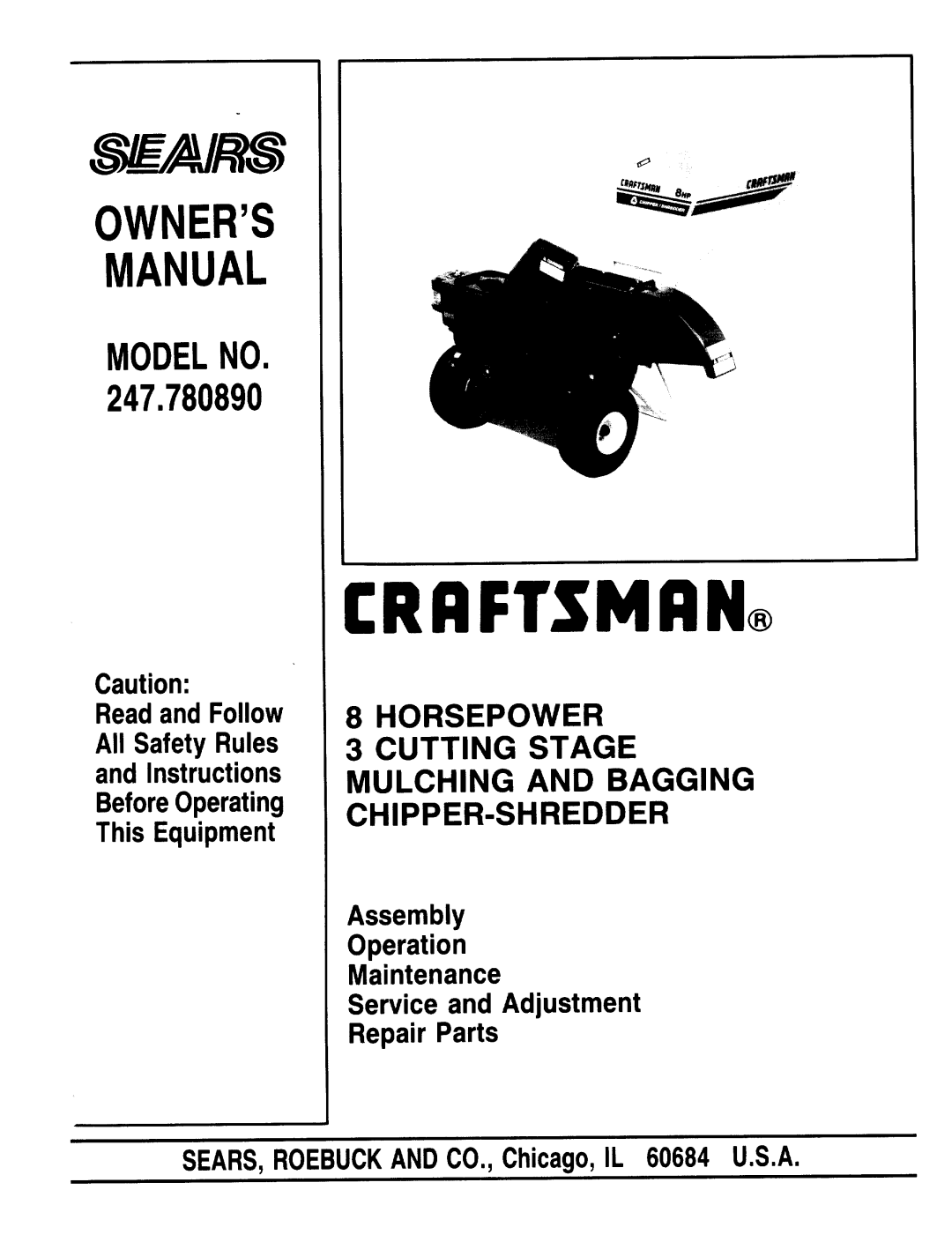 Sears 247.78089 manual 