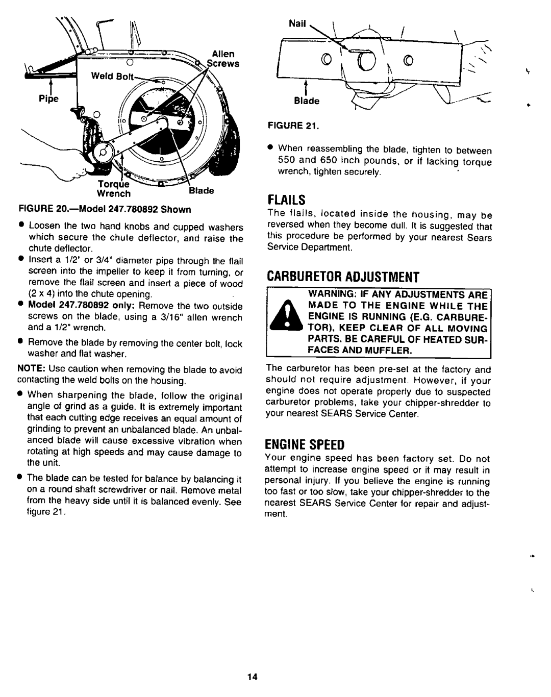 Sears 247 780892, 247.780891, 247.780892 manual 