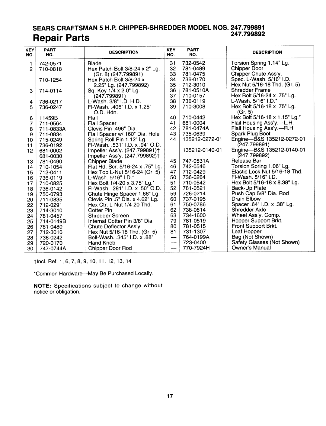 Sears 247.799891 manual 