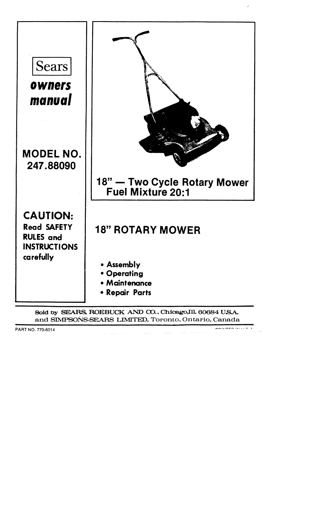 Sears 247.8809 manual 