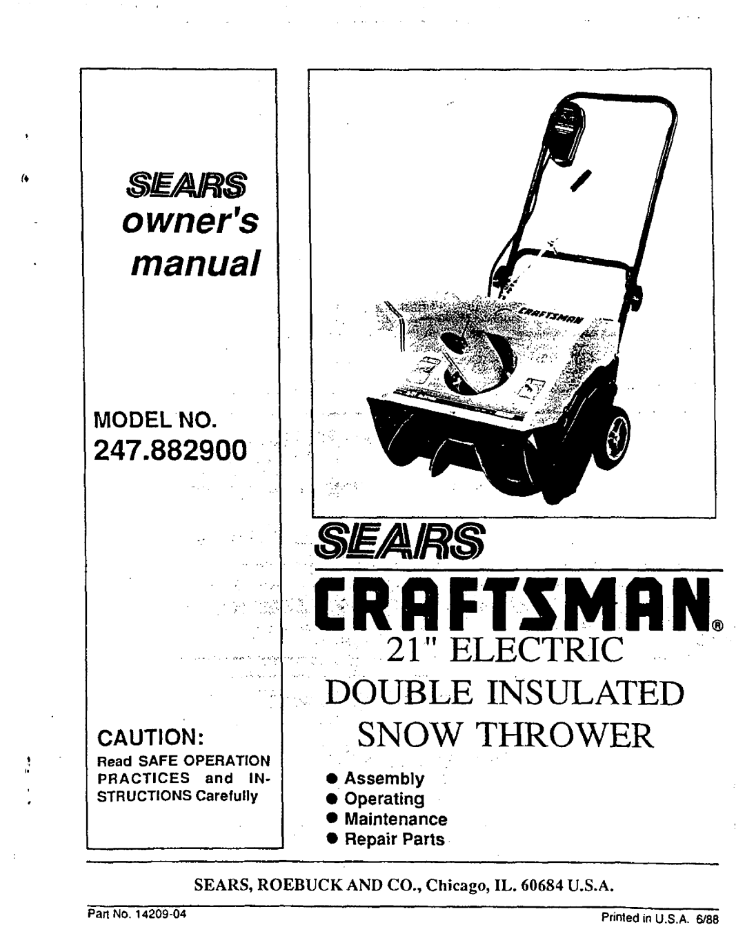 Sears 247.8829 manual 