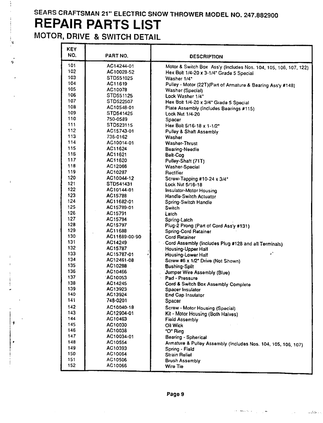 Sears 247.8829 manual 