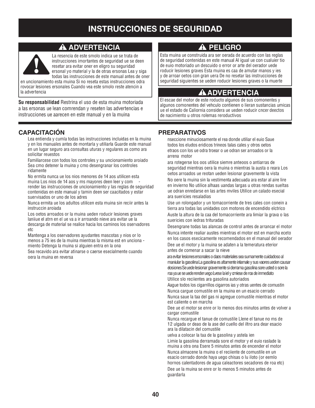 Sears 247.88355 operating instructions Instrucciones DE Seguridad, Capacitación, Preparativos 