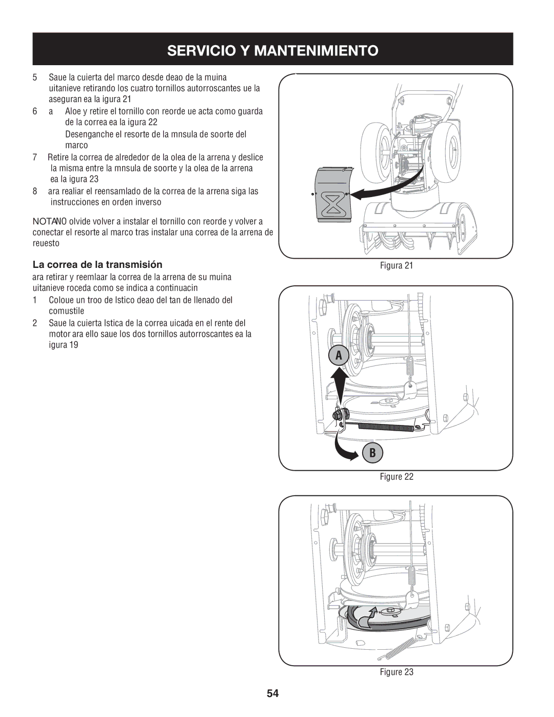 Sears 247.88355 operating instructions La correa de la transmisión, Figura 