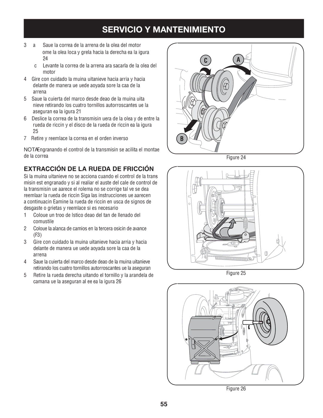 Sears 247.88355 operating instructions Extracción de la rueda de fricción 