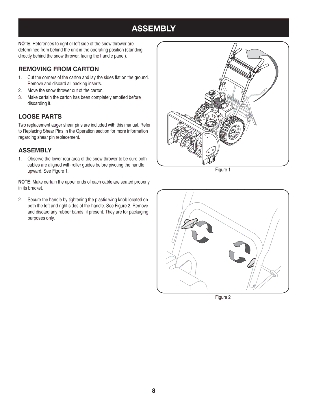 Sears 247.88355 operating instructions Assembly, Removing From Carton, Loose Parts 