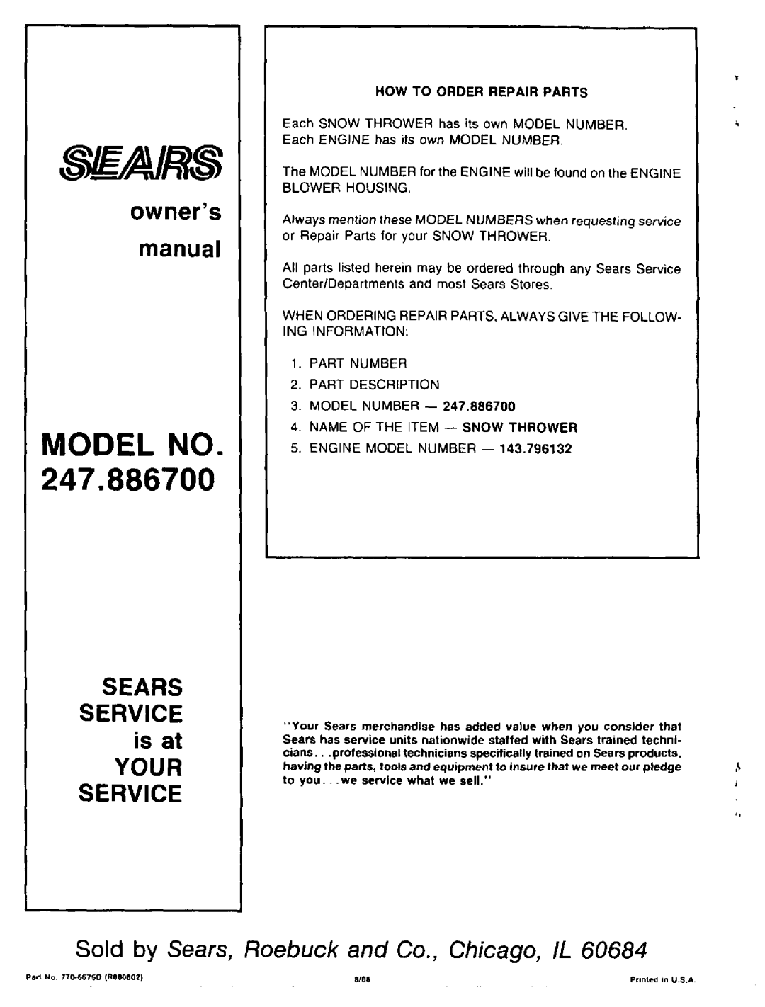 Sears 247.8867 manual 