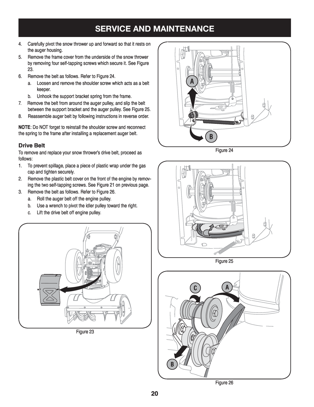 Sears 247.8879 operating instructions Service And Maintenance, Drive Belt 