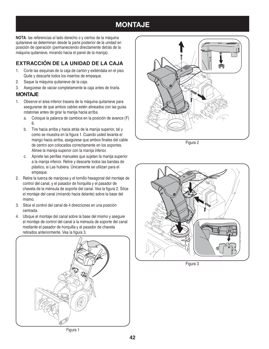 Sears 247.8879 operating instructions Montaje, Extracción de la unidad de la caja, MOntaje 