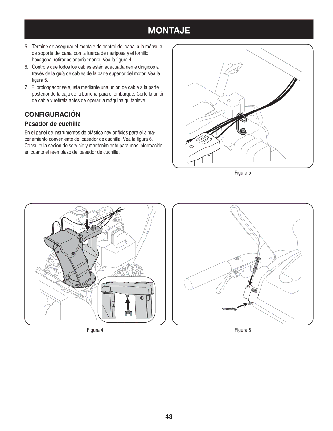 Sears 247.8879 operating instructions Configuración, Pasador de cuchilla 