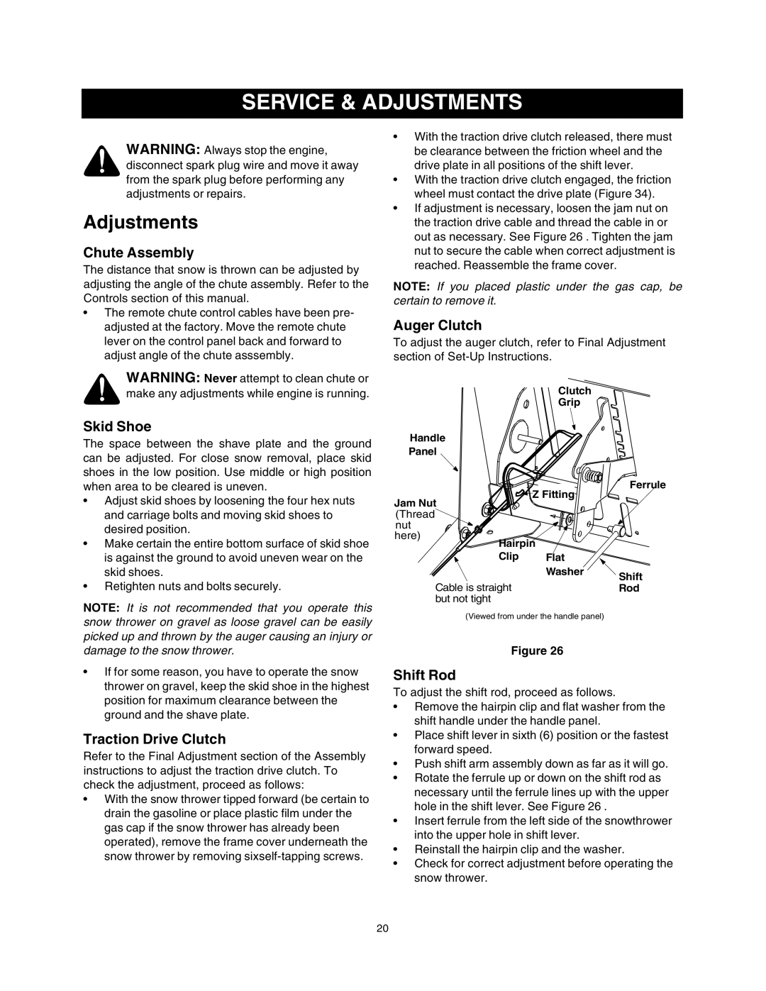 Sears 247.88853 owner manual Service & Adjustments 