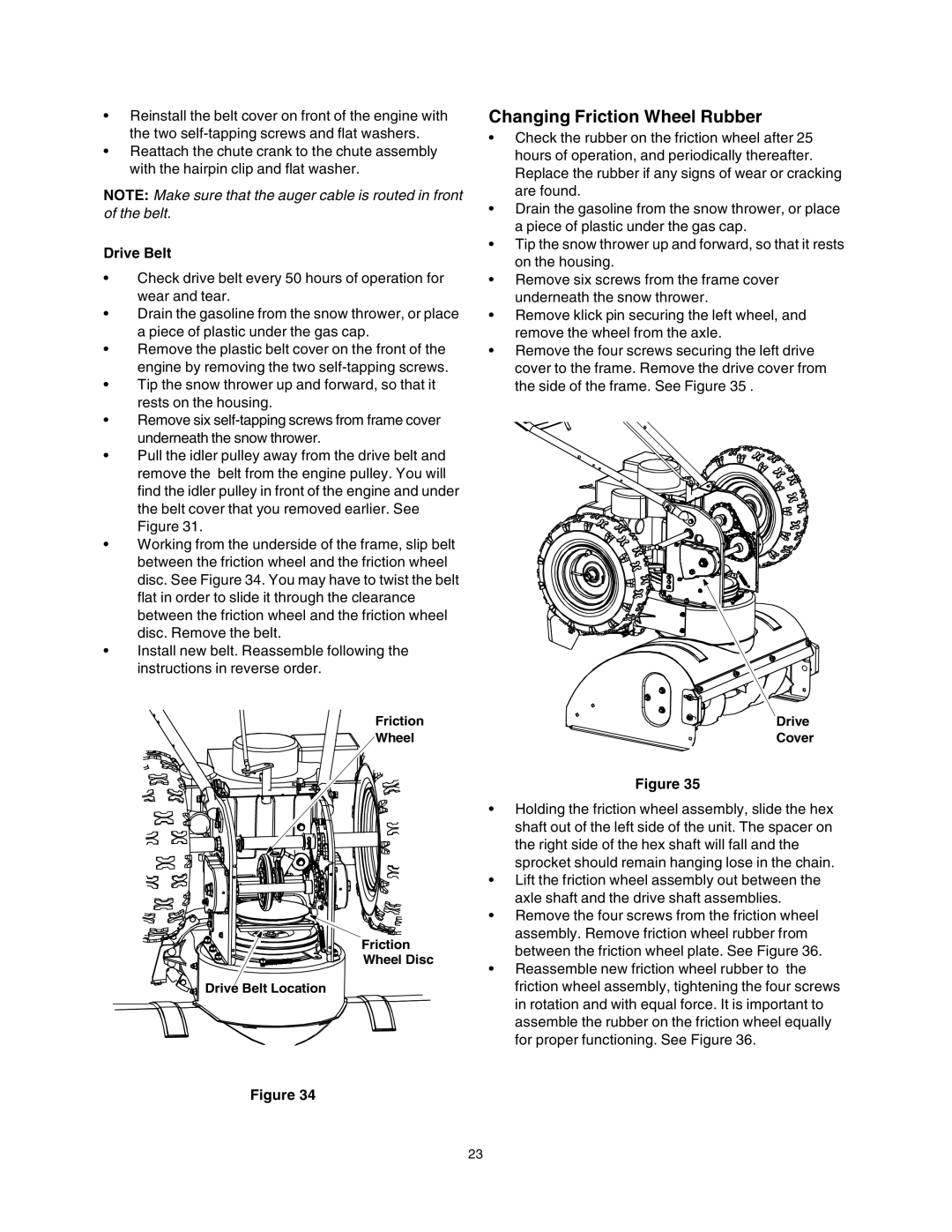 Sears 247.88853 owner manual Changing Friction Wheel Rubber, Drive Belt, Between the friction wheel plate. See Figure 