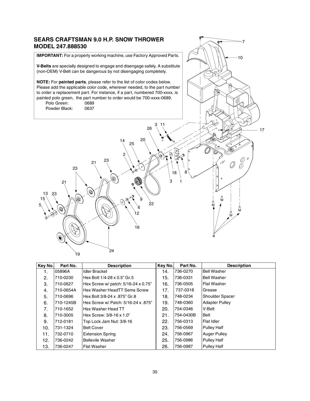 Sears 247.88853 owner manual Sears Craftsman 9.0 H.P. Snow Thrower, Model 