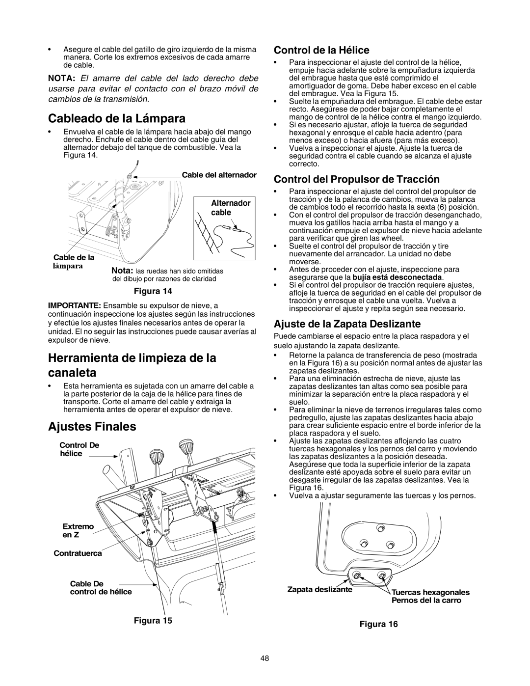 Sears 247.88853 owner manual Cableado de la Lámpara, Herramienta de limpieza de la canaleta, Ajustes Finales 