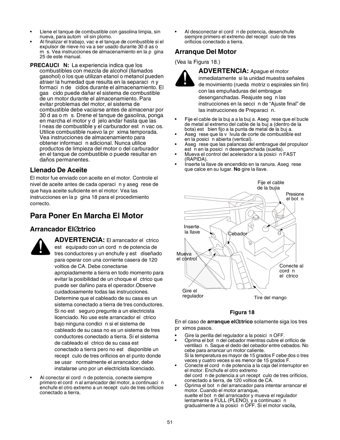 Sears 247.88853 owner manual Para Poner En Marcha El Motor, Llenado De Aceite 