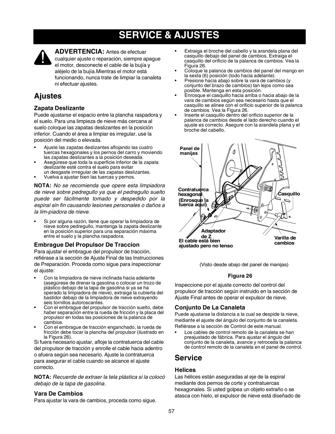 Sears 247.88853 owner manual Service & Ajustes 