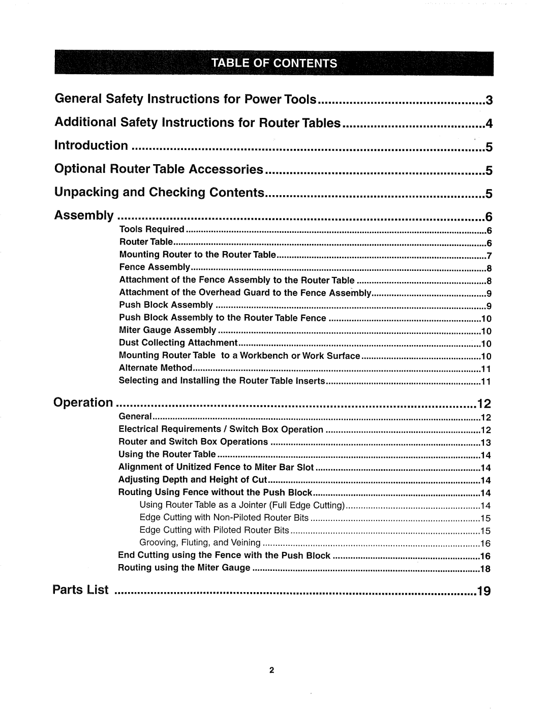 Sears 26462_0 owner manual Mounting, Fence, Selecting Installing Router Table Inserts, Grooving, Fluting 