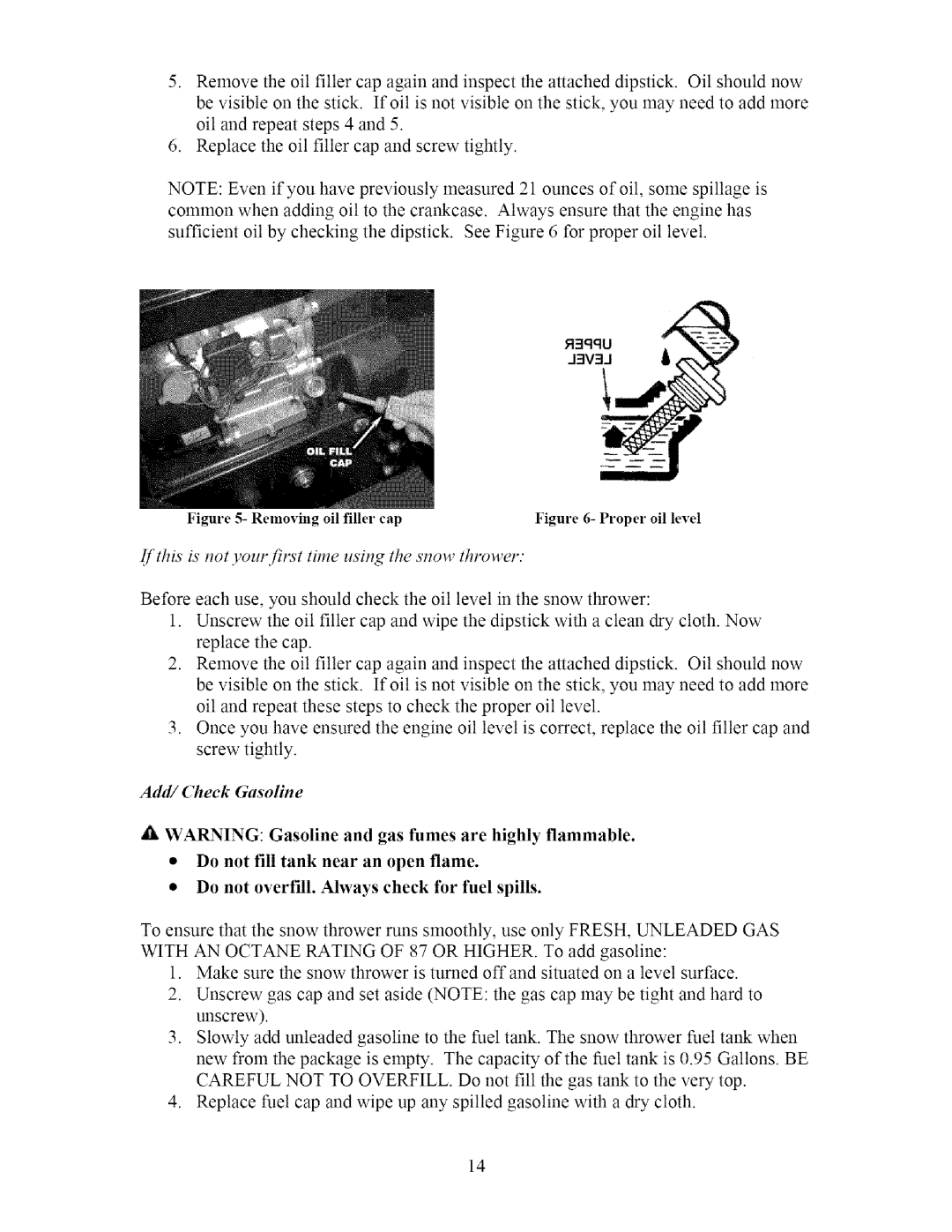 Sears 270-3250 owner manual Do not fill tank near an open flame, Do not overfill. Always check for fuel spills 