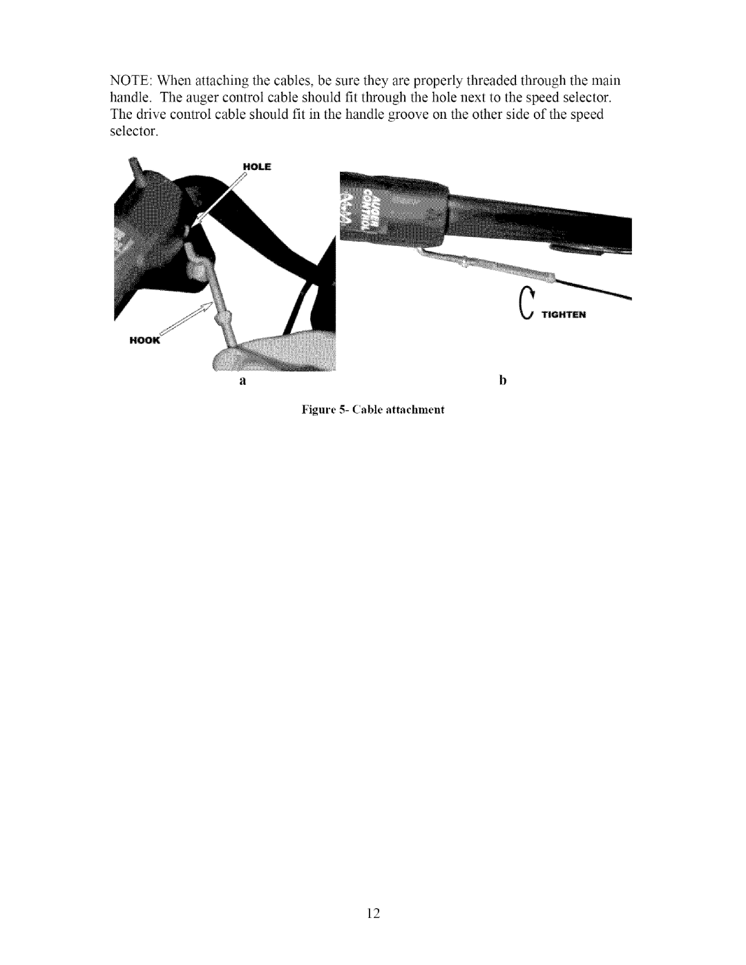 Sears 270-3250 owner manual Cable attachment 