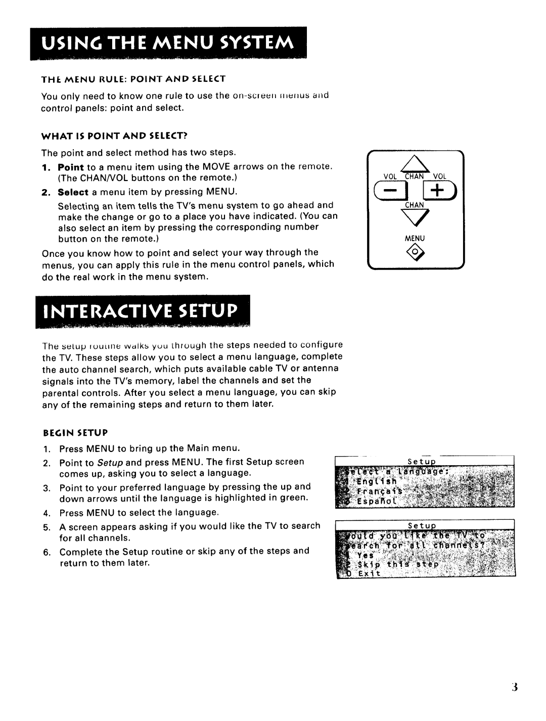 Sears 274.4345869A owner manual Thlmenu Rule Point and Select, What is Point and SELECT?, Begin Setup 