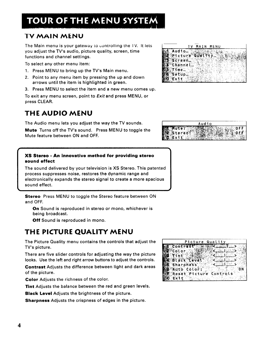 Sears 274.4345869A owner manual TH E Audio Menu 