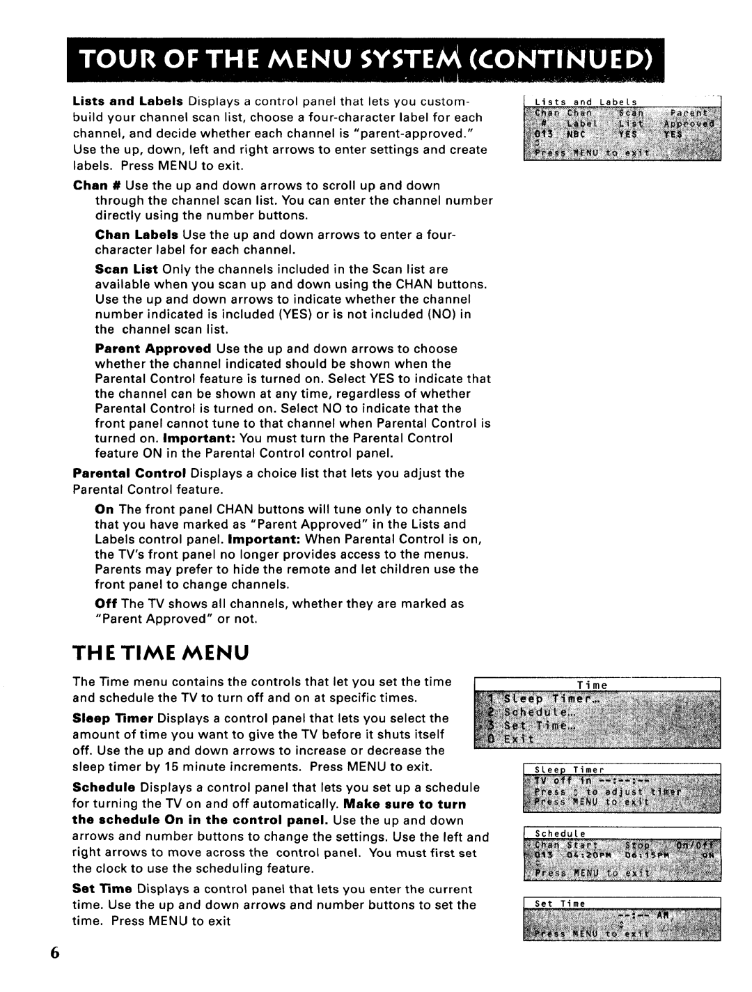 Sears 274.4345869A owner manual TH E Time Menu 