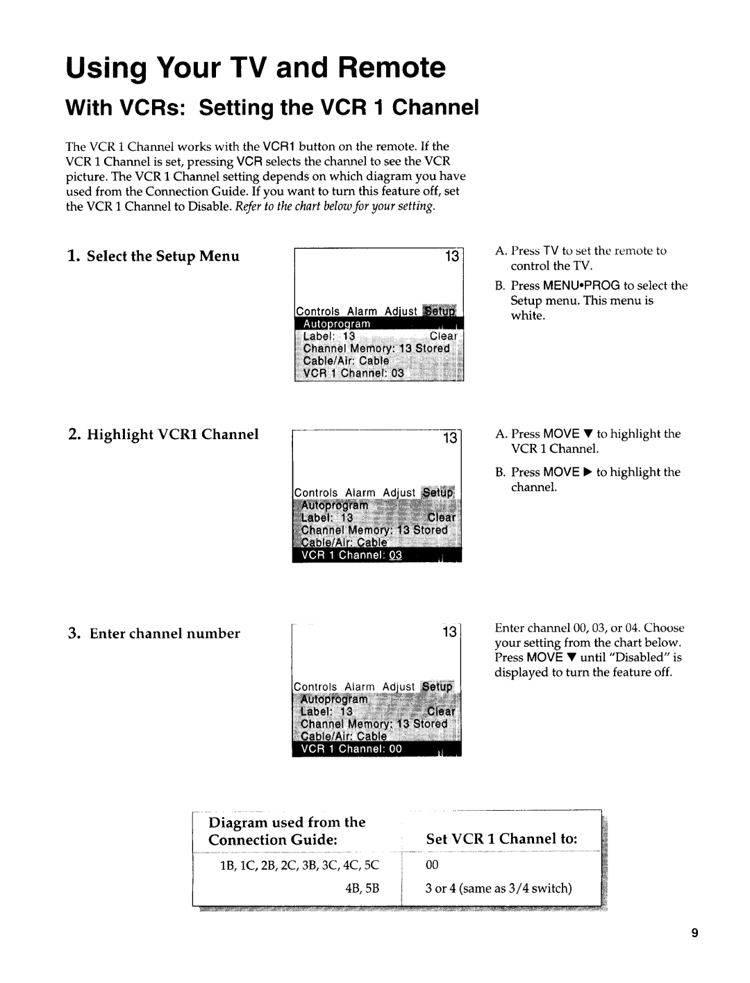 Sears 274.4372859 owner manual With VCRs Setting the VCR 1 Channel 