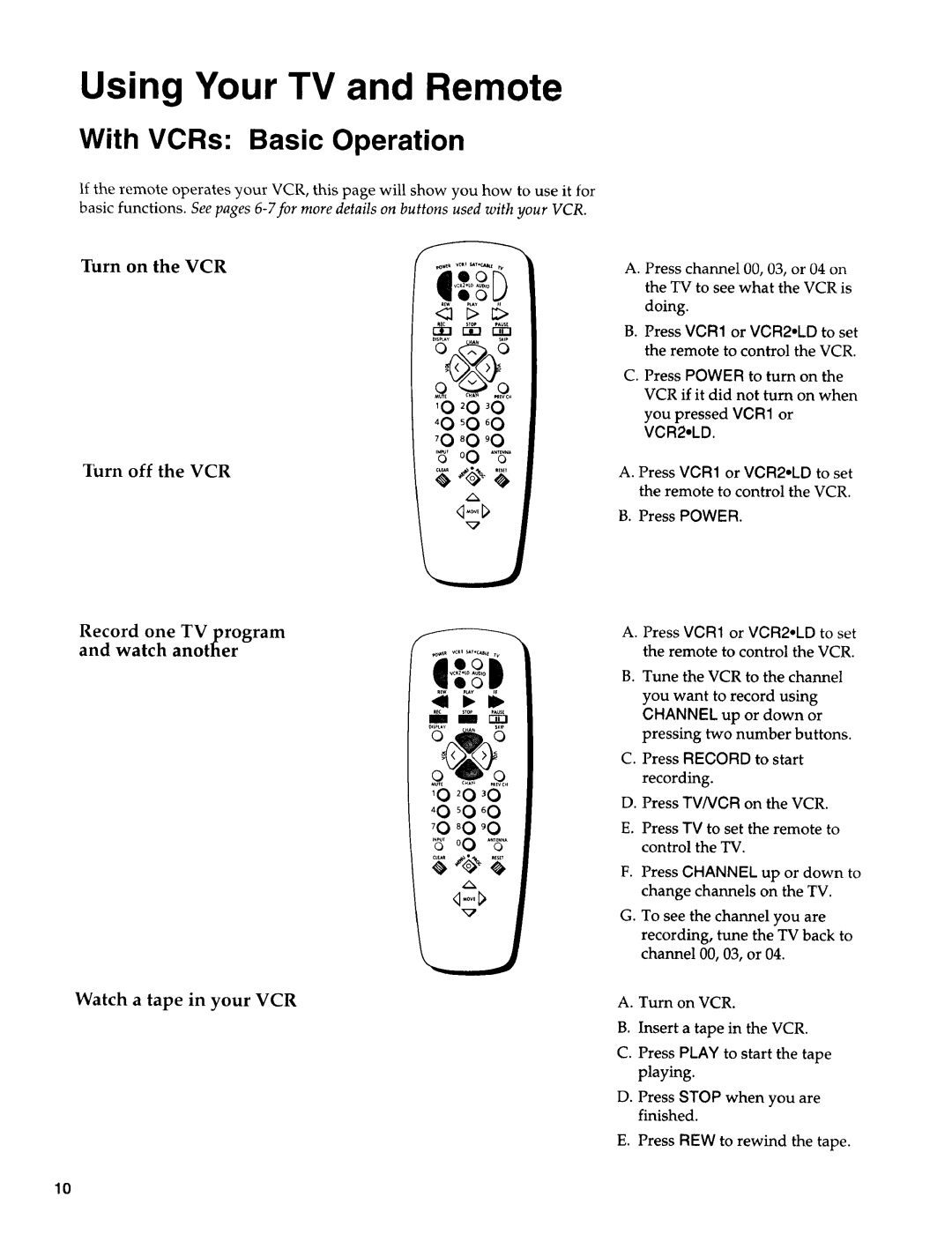 Sears 274.4372859 owner manual With VCRs Basic Operation, Watch a tape in your VCR, O O O O O O O ,, oO ,.5 