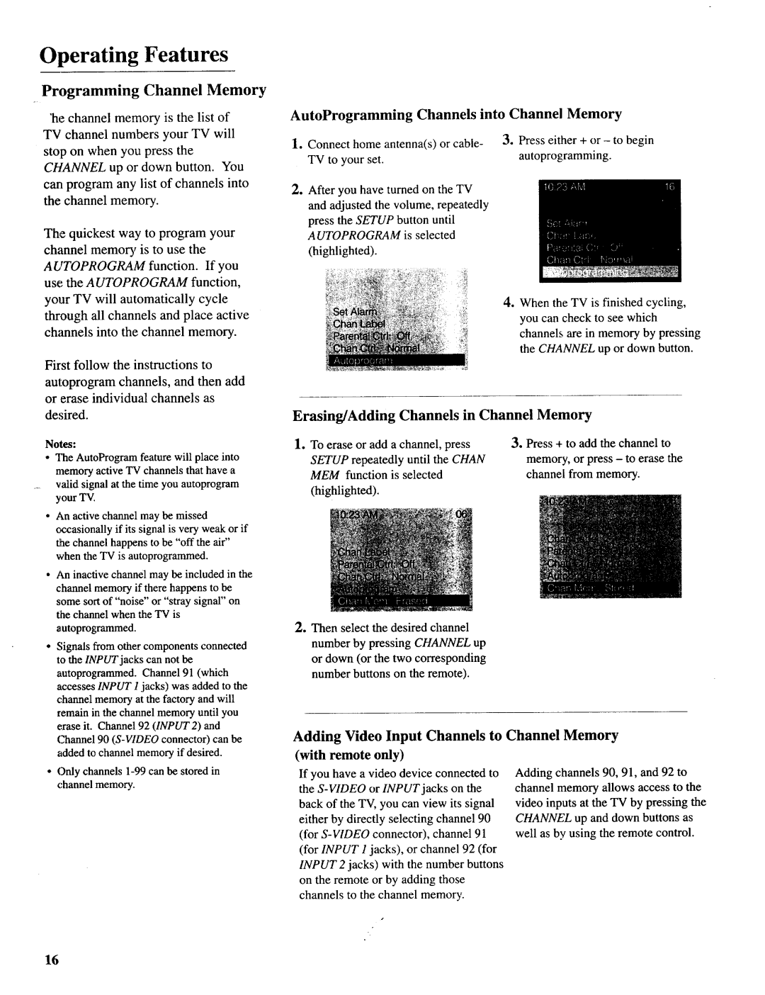 Sears 274.4392839 owner manual Programming Channel Memory, AutoProgramming Channels into Channel Memory, Erasing/Adding 