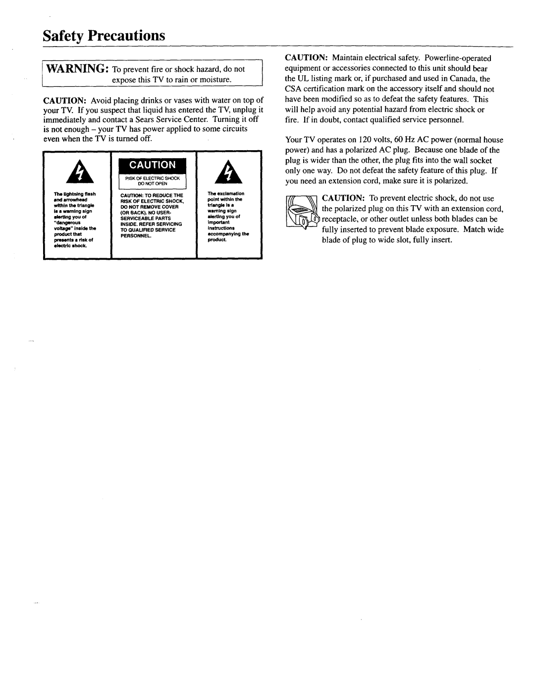 Sears 274.4392839 owner manual Safety Precautions, Voltage 