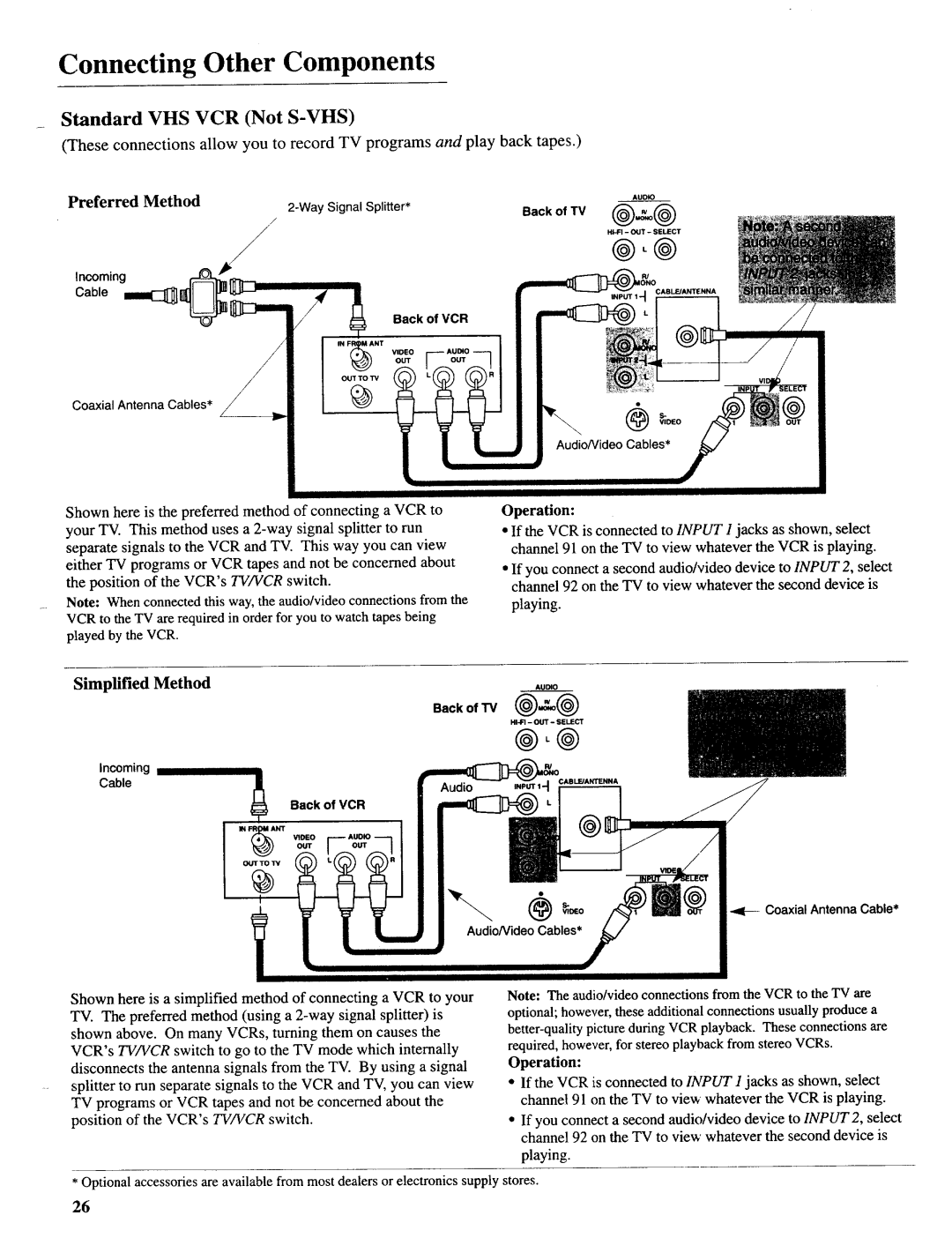 Sears 274.4392839 owner manual Standard VHS VCR Not S-VHS, Simplified Method, Operation 