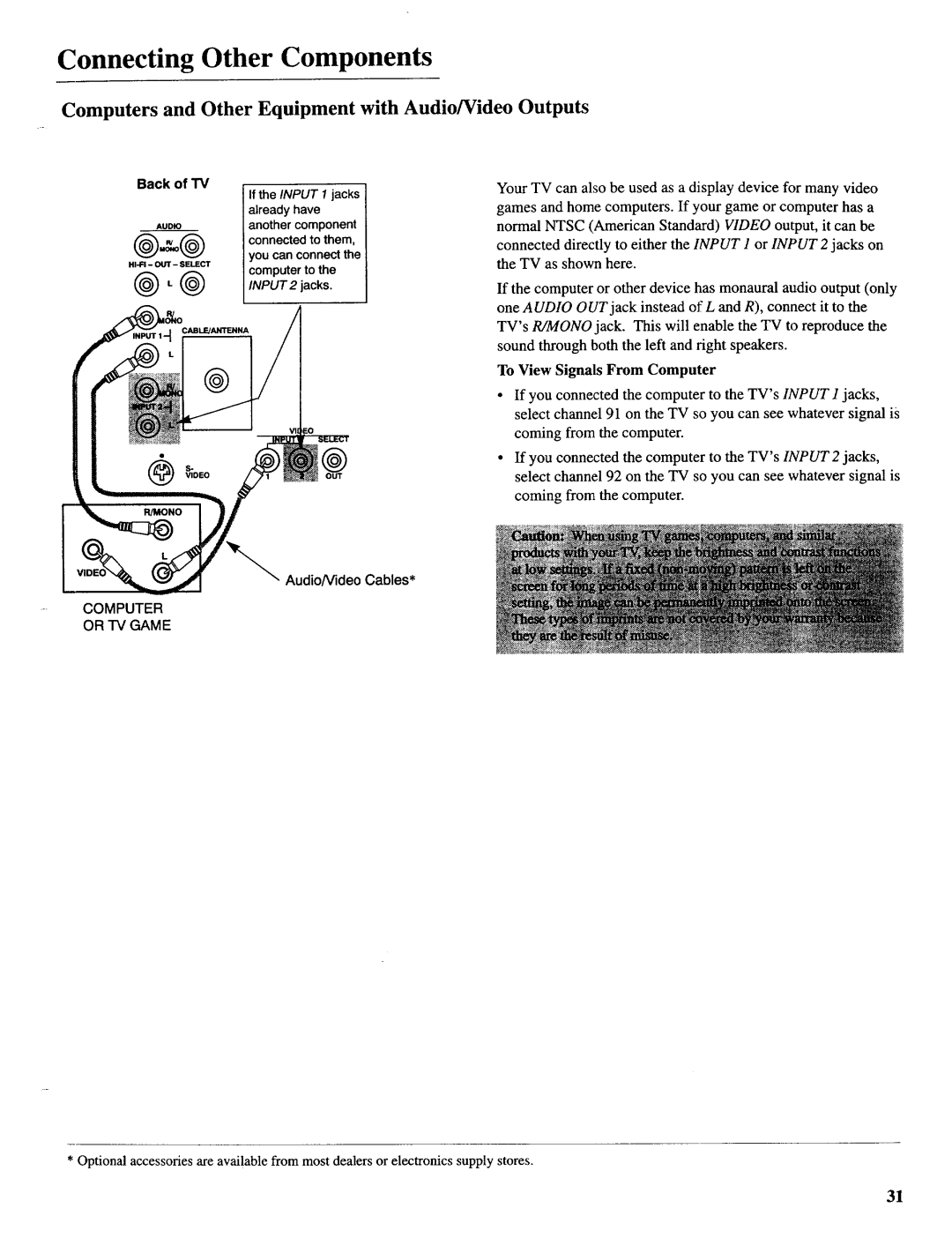 Sears 274.4392839 owner manual Computers and Other Equipment with Audio/Video Outputs, Back 