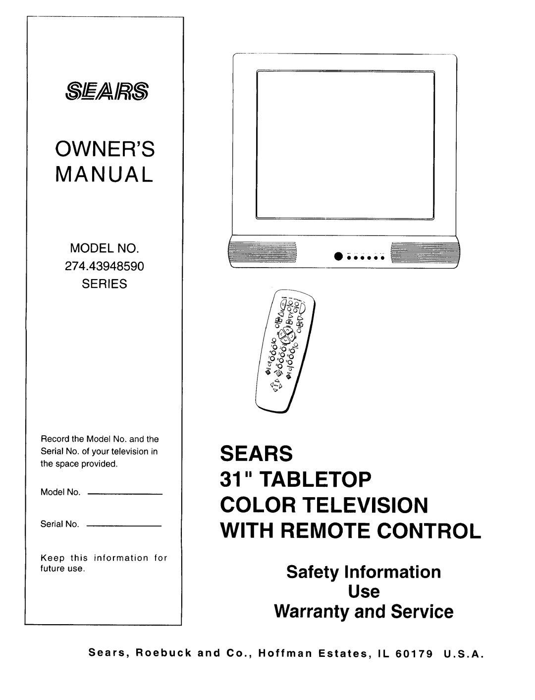 Sears 274.4394859 owner manual Use, Series 