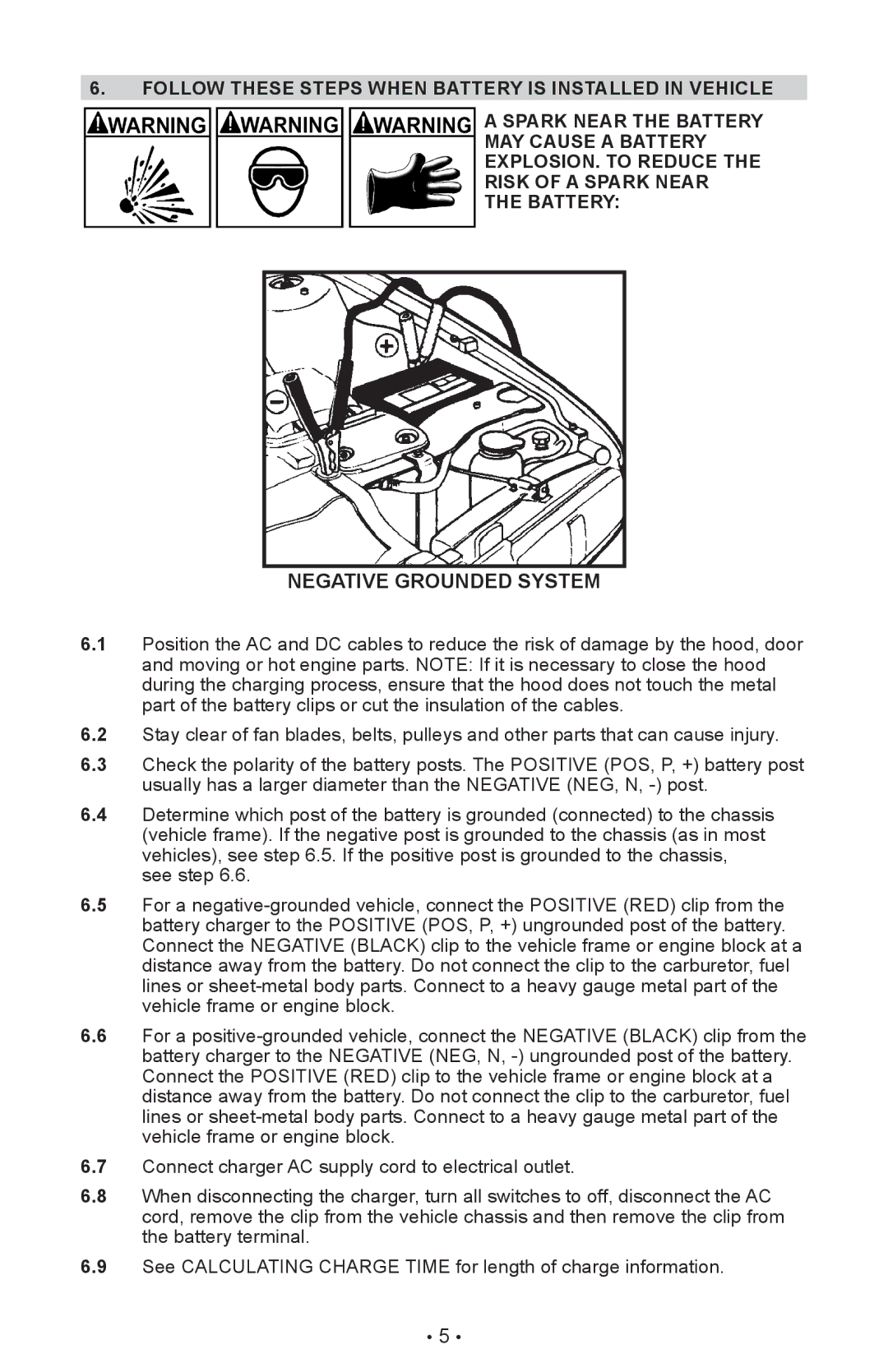 Sears 28.7123 operating instructions Negative Grounded System 