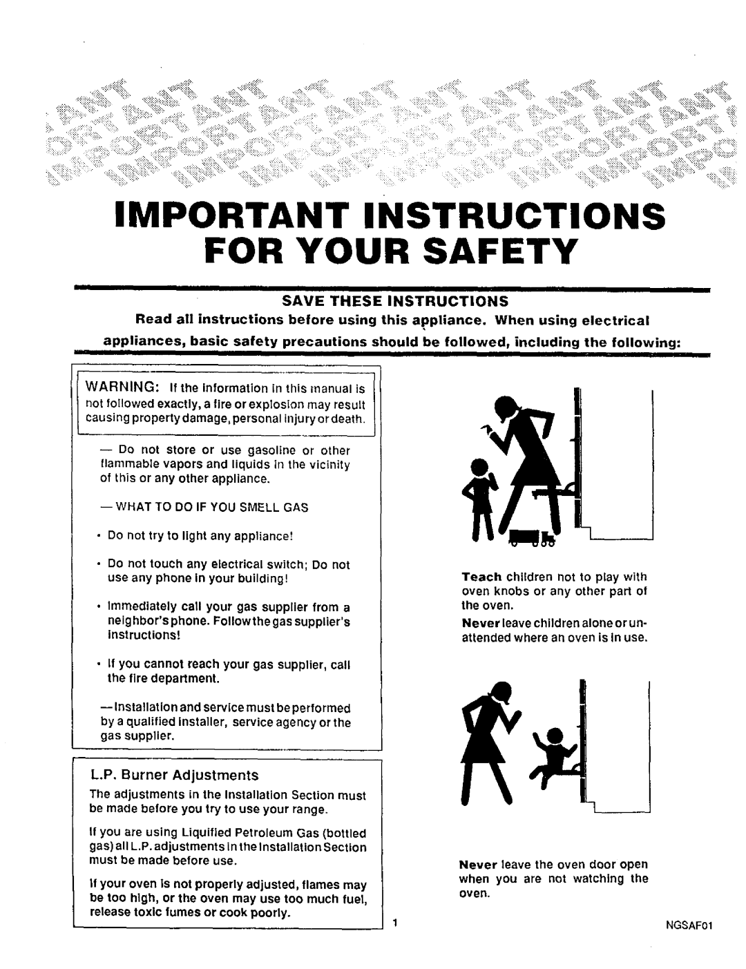 Sears 30229, 30221, 30129 warranty Important Instructions for Your Safety, Save These Instructions 