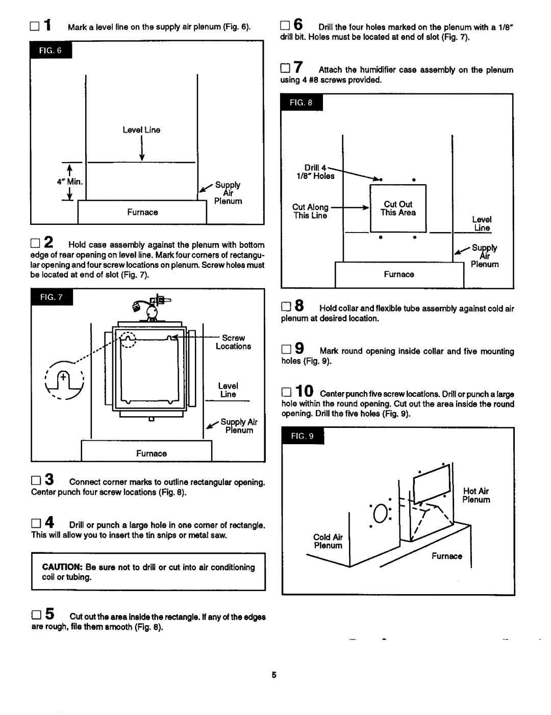 Sears 303.147012 manual Mark a level line on the supplyair plenum Fig, Min, Furnace, Level Line, This Line This Area Level 