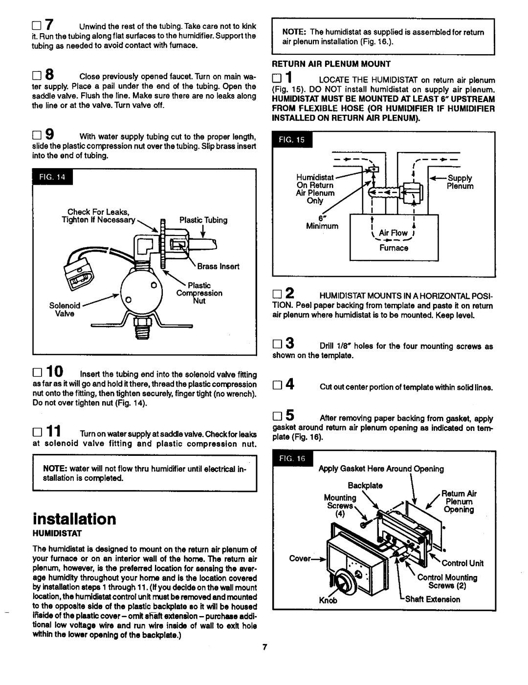 Sears 303.147012 Return AIR Plenum Mount, 6tI Minimum IA Air Flow J Furnac, Valve, Humidistatmounts in a Horizontal Posi 