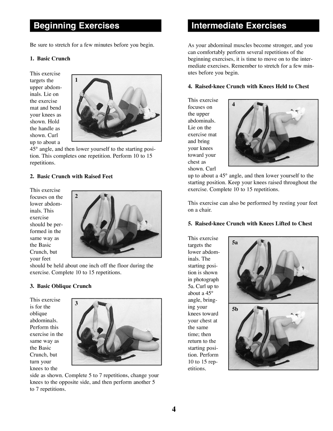 Sears 31.280781 manual Beginning Exercises, Intermediate Exercises 