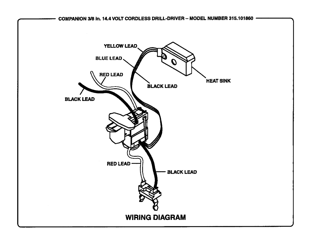 Sears 315.10186 manual Blue Lead RED Lead Heat Sink, RED Black Lead 