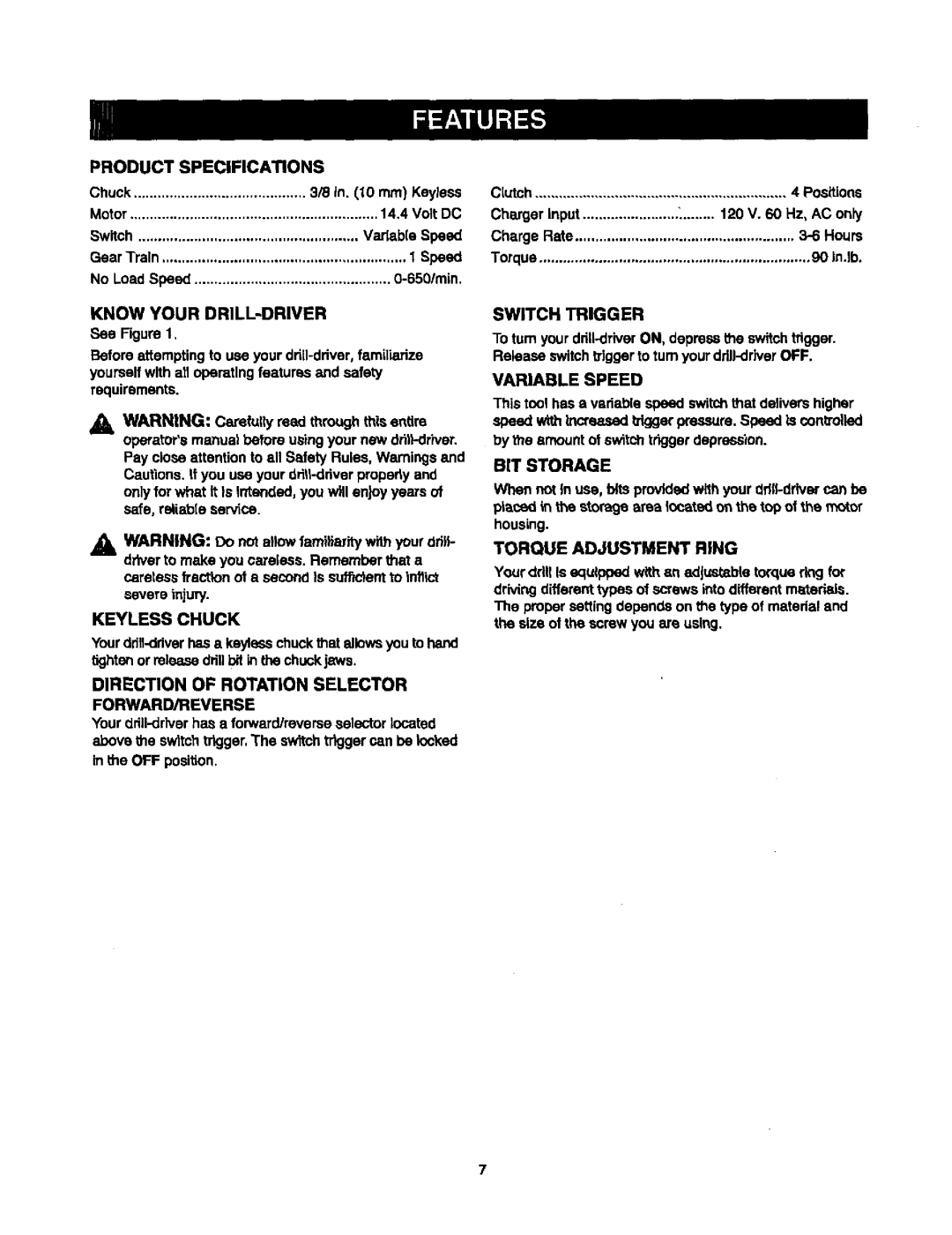 Sears 315.10186 manual Switch Trigger 