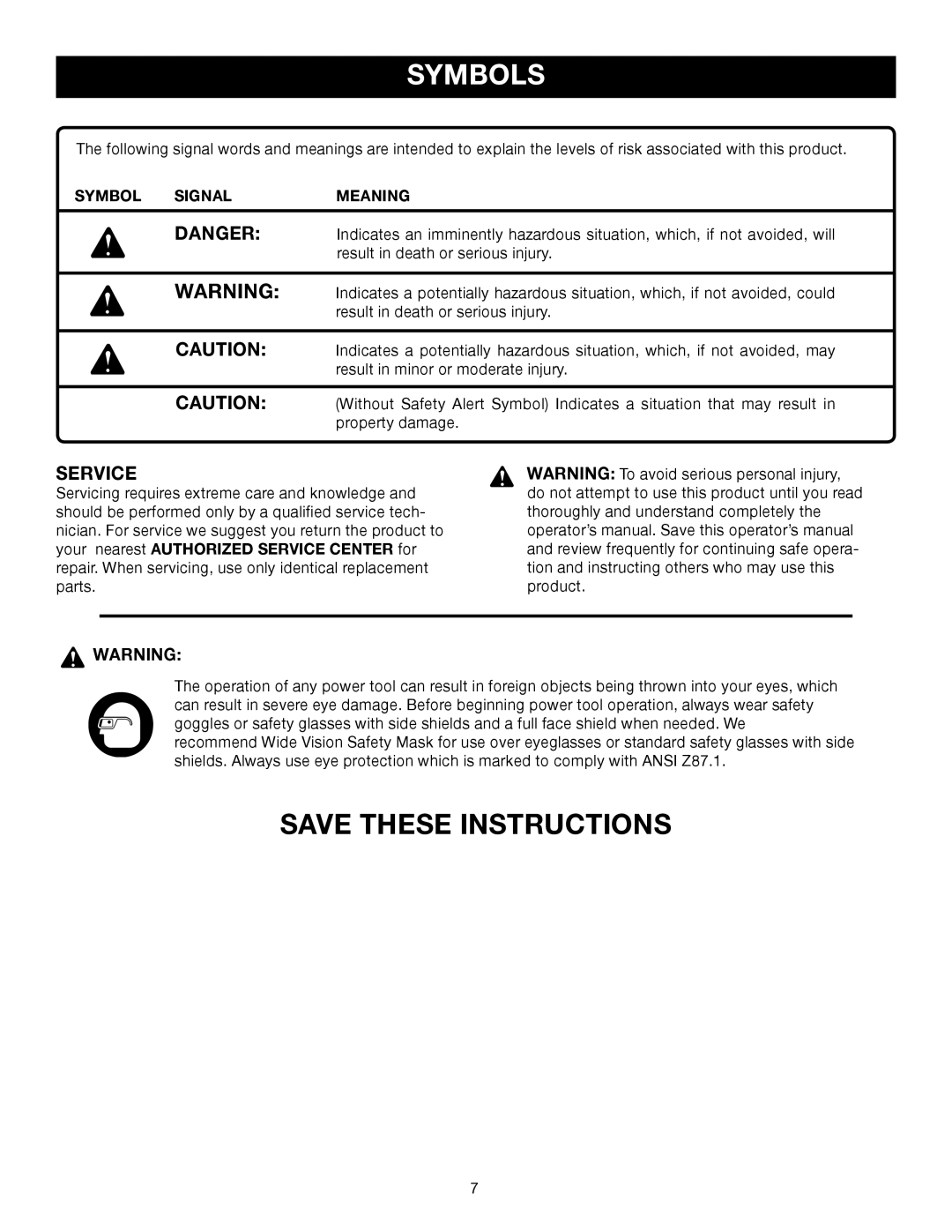 Sears 315.11485 manual Service 