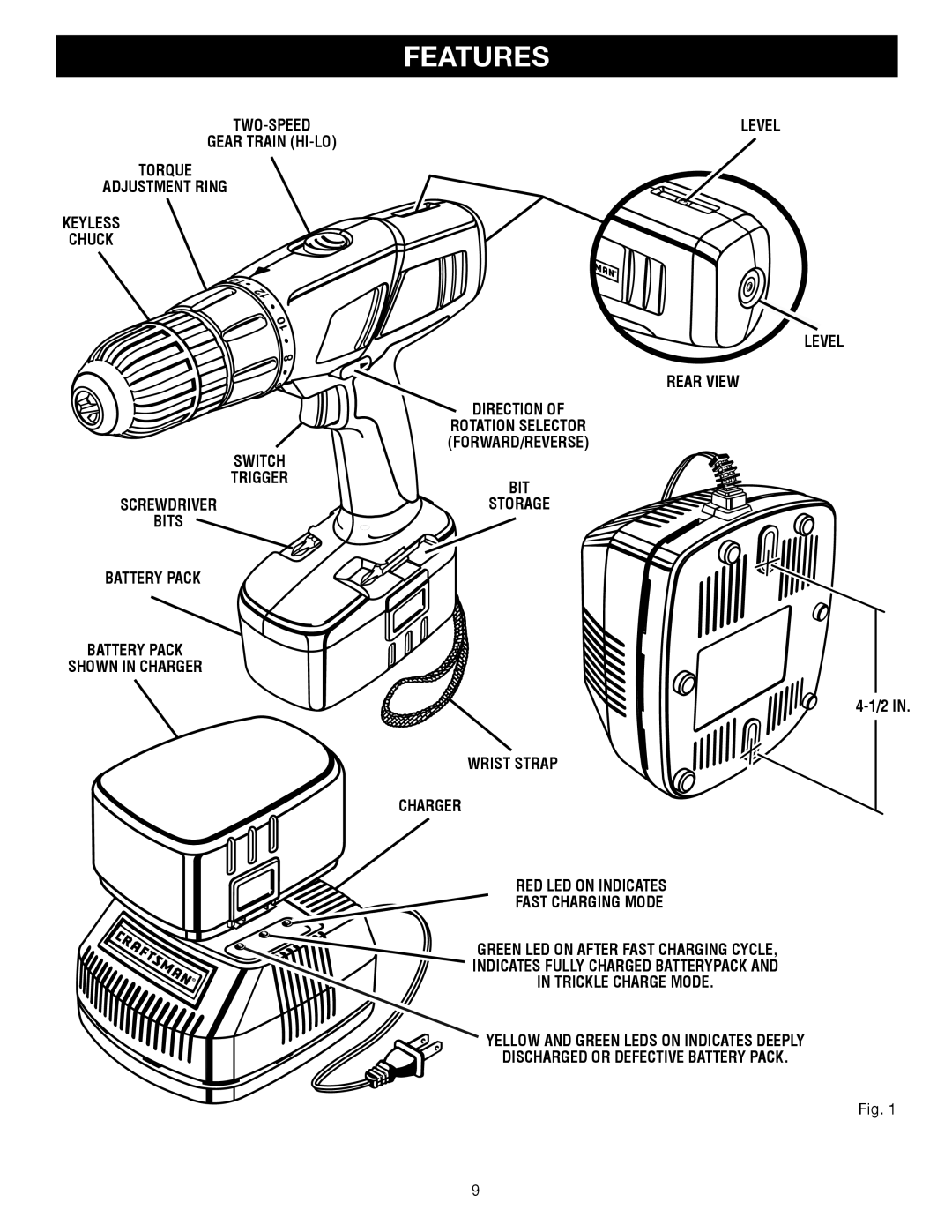 Sears 315.11485 manual Features 