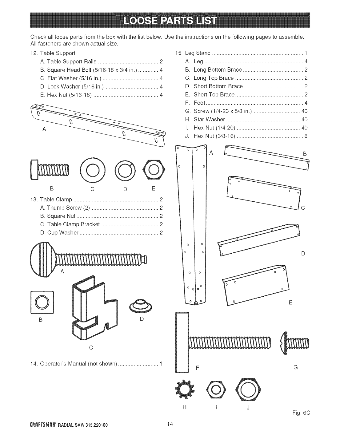 Sears 315.220100 operating instructions Bcde 