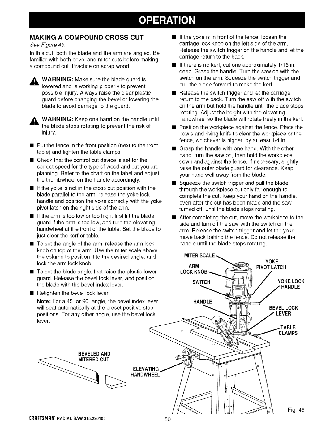 Sears 315.220100 Making a Compound Cross CUT, CUT Elevating Handwheel, Miterscale, Yoke Armpivotlatch Switchyokelock 