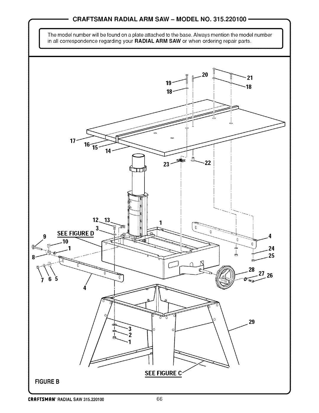 Sears 315.220100 operating instructions See Figure C 