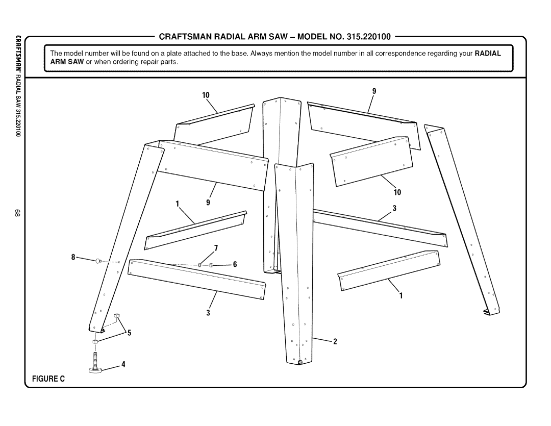 Sears 315.220100 operating instructions Figure C 