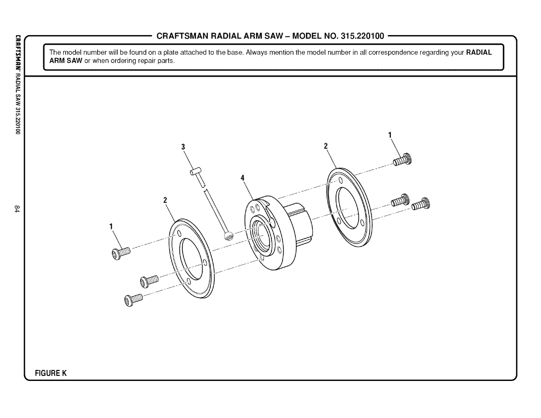 Sears 315.220100 operating instructions Figure K 